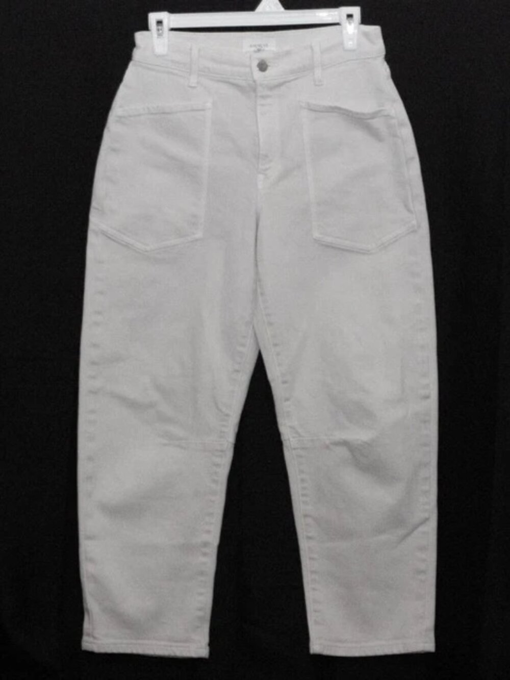 Evereve Emerson Hight Rise Soft Barrel Cropped Jeans Pants Cream White Size 26